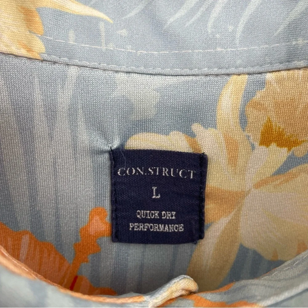 Con.struct Men’s Hawaiian Hibiscus Floral Print Performance Polo Sz L‎ Quick Dry